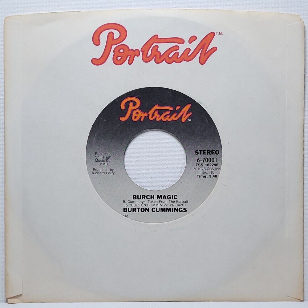 Burton Cummings Vinyl 45 Stand Tall / Burch Magic on Portrait VG+ Rock Pop - Picture 2 of 2